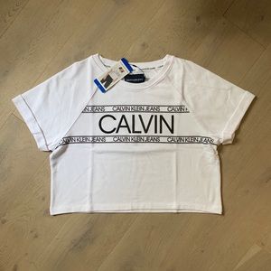 Calvin Klein French Terry Logo Crop Top (L)